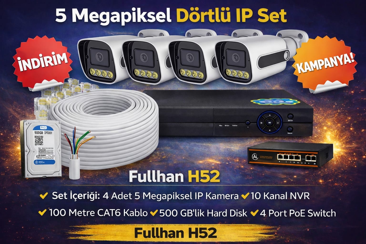 4 LÜ 5 MP İP FULL SET