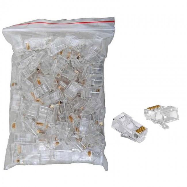 RJ45 Cat6 ethernet konnektör soketi 100 adet DELİKLİ YENİ NESİL